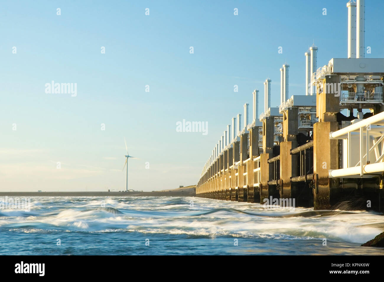 Eidersperrwerk en Zélande, aux Pays-Bas. Banque D'Images