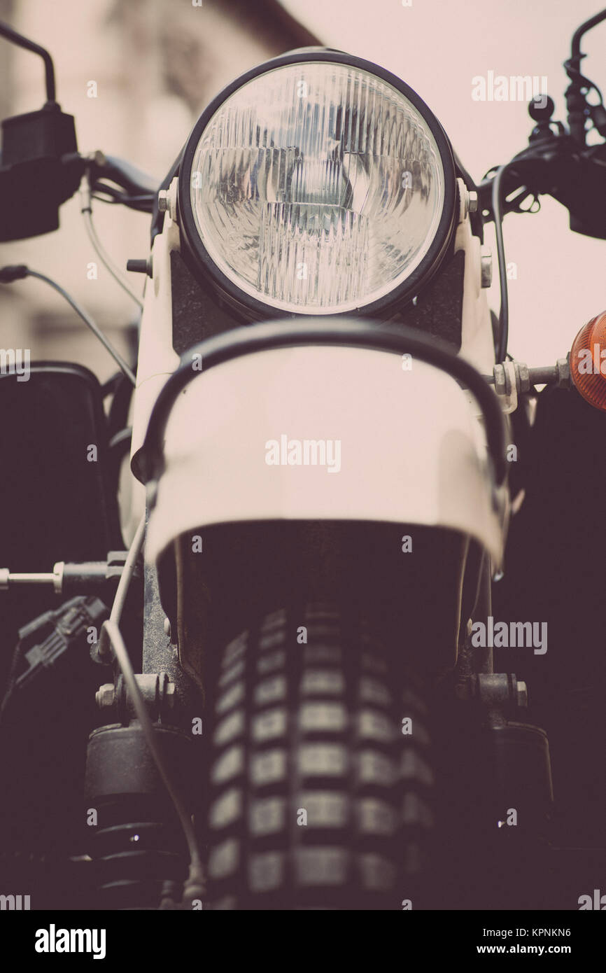 Phare moto classique Banque D'Images