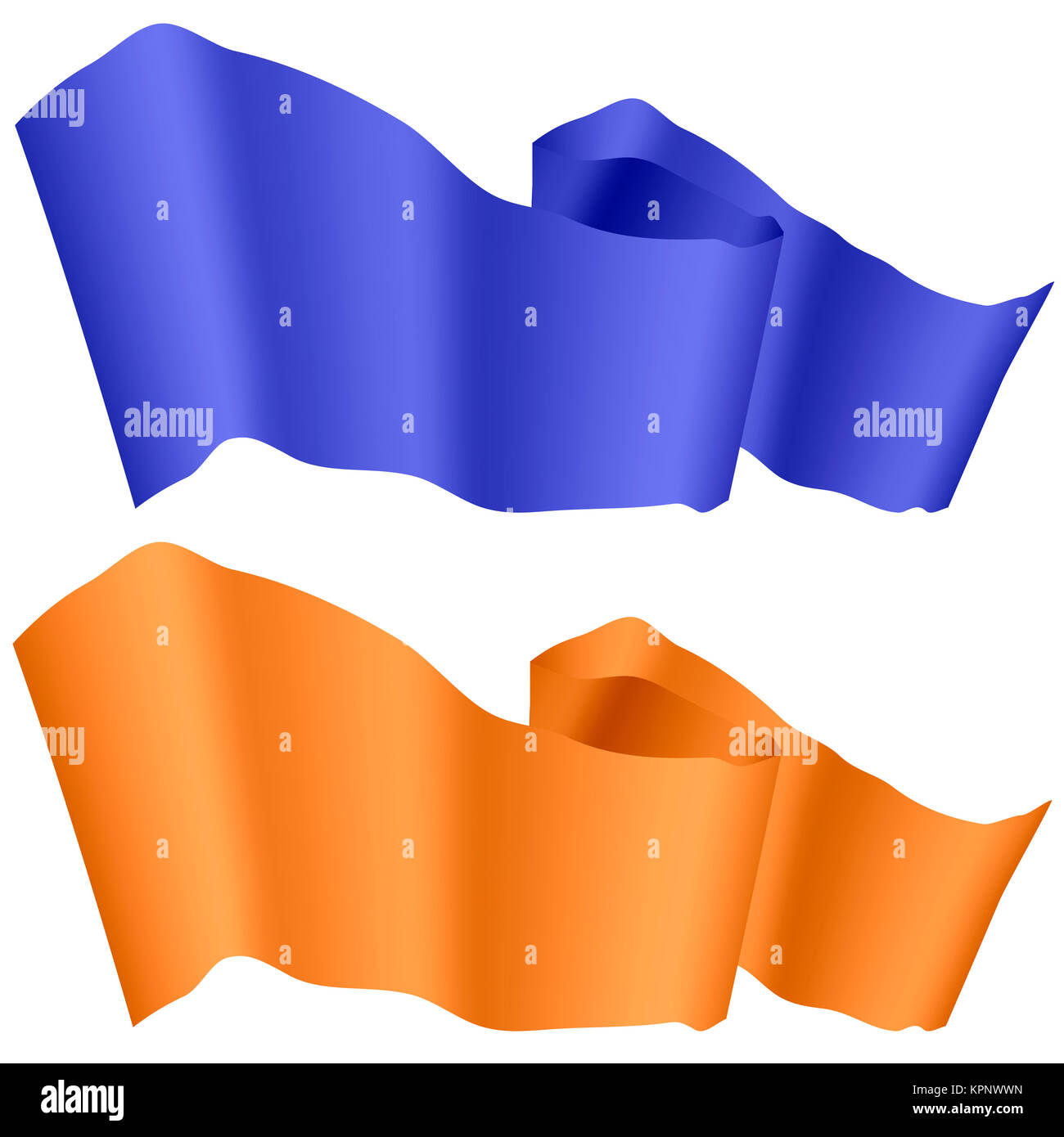 Des rubans bleu et orange isolé Banque D'Images