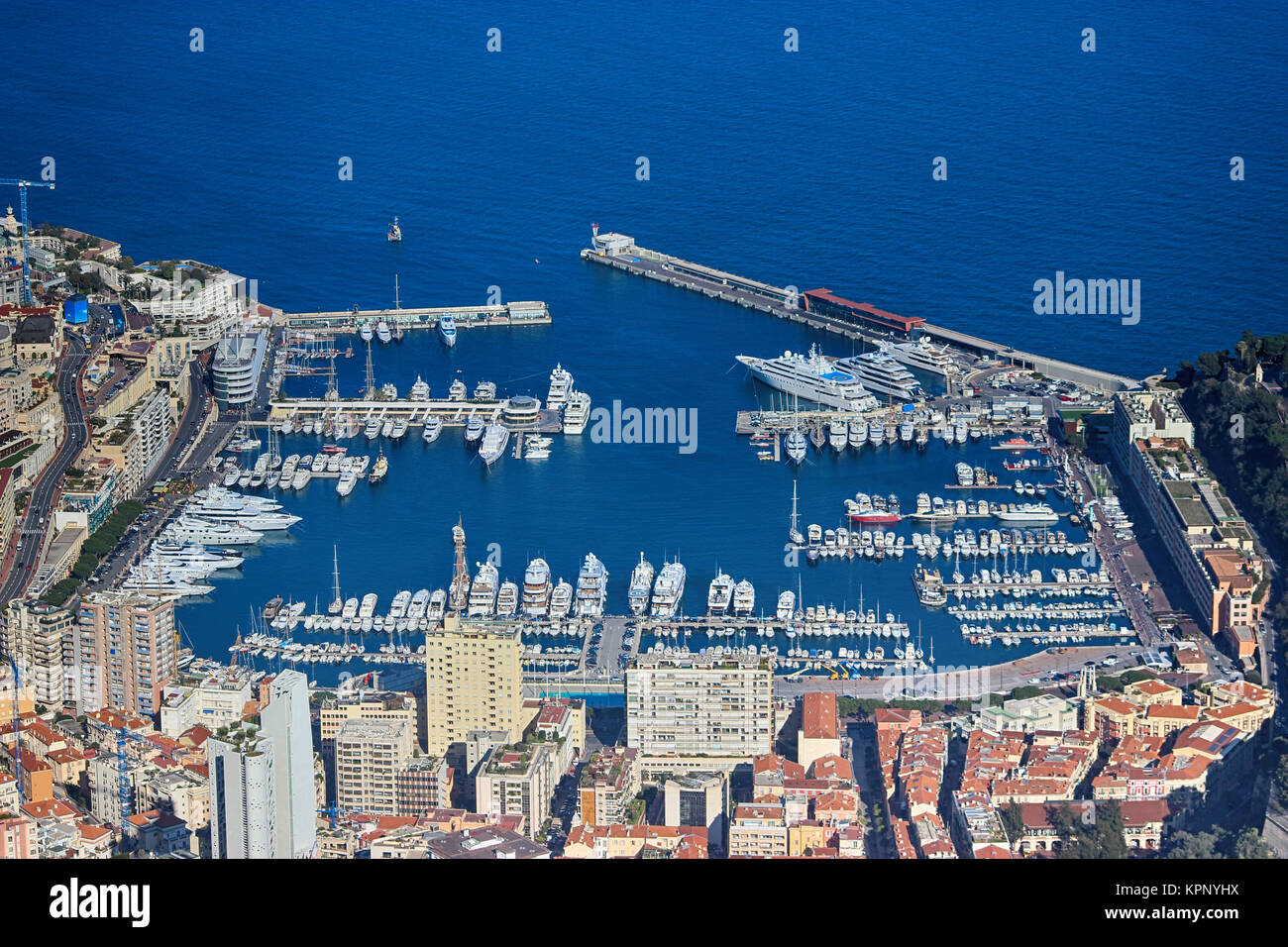 Vue aérienne du port Hercule à Monaco Banque D'Images