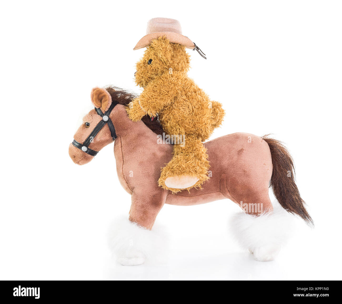 Ours de cow-boy riding a horse Banque D'Images