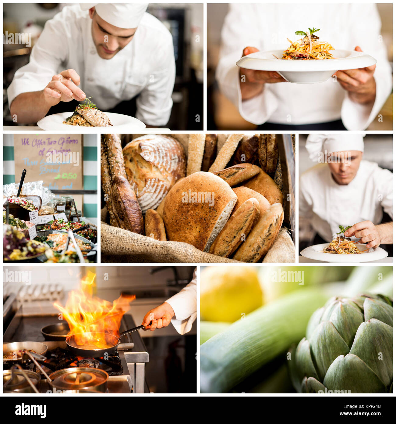 Collage, chef du restaurant concept. Banque D'Images