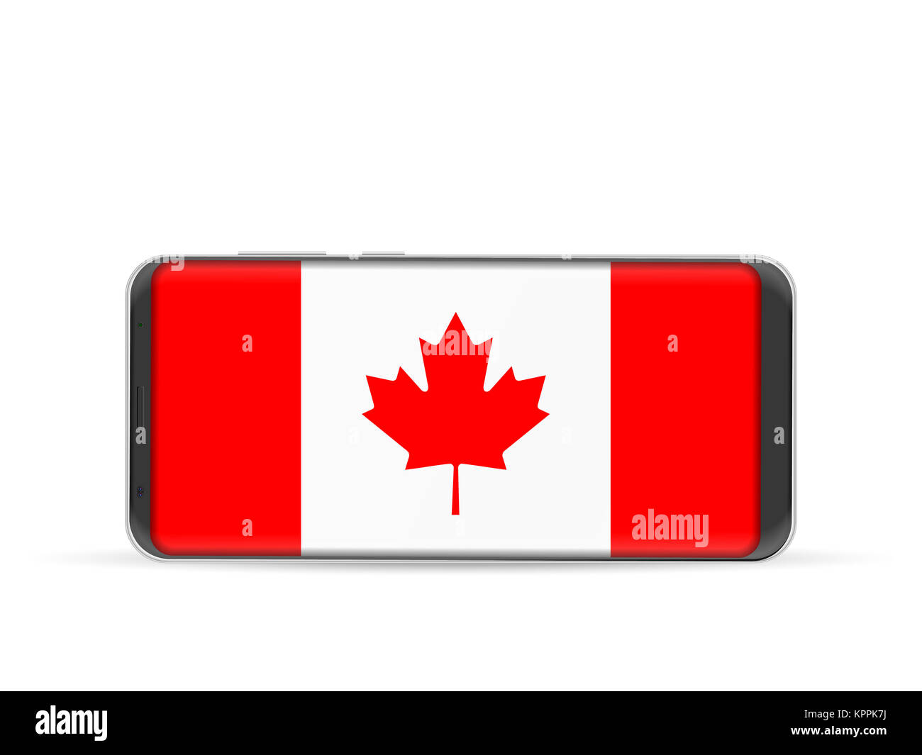 Smart phone Canada drapeau sur un fond blanc. Banque D'Images