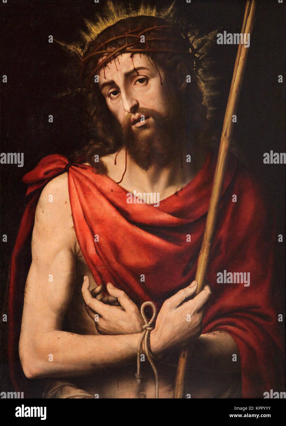 ECCE Homo par Joan de Joanes alias Vicente Juan Masip (1507 – 1579) peintre espagnol de la Renaissance. Banque D'Images