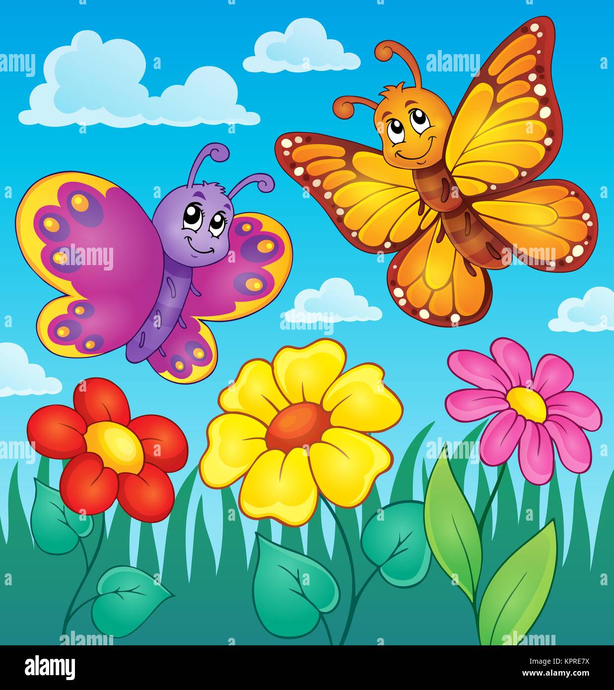 Thème libre 7 papillons heureux Banque D'Images