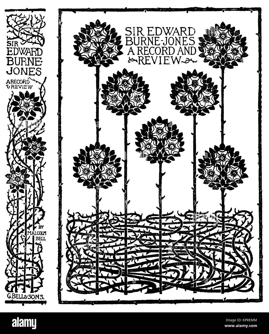Sir Edward Burne-Jones un enregistrement et de l'examen, 1894 Couverture de livre design par Gleeson White du Volume 4 de la Studio Magazine Banque D'Images