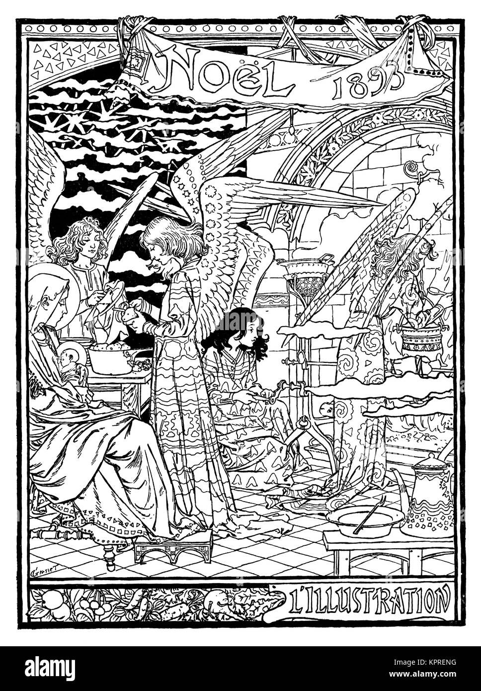 1893 Noël anges livre à couverture de l'artiste Eugène Grasset du Volume 4 de la Studio Magazine Banque D'Images
