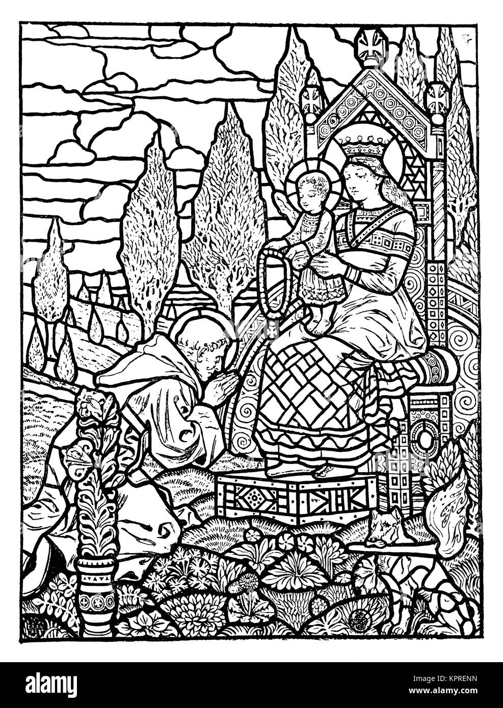 Le Rosaire, 1894 vitraux fenêtre lass design par artiste Eugène Grasset du Volume 4 de la Studio Magazine Banque D'Images