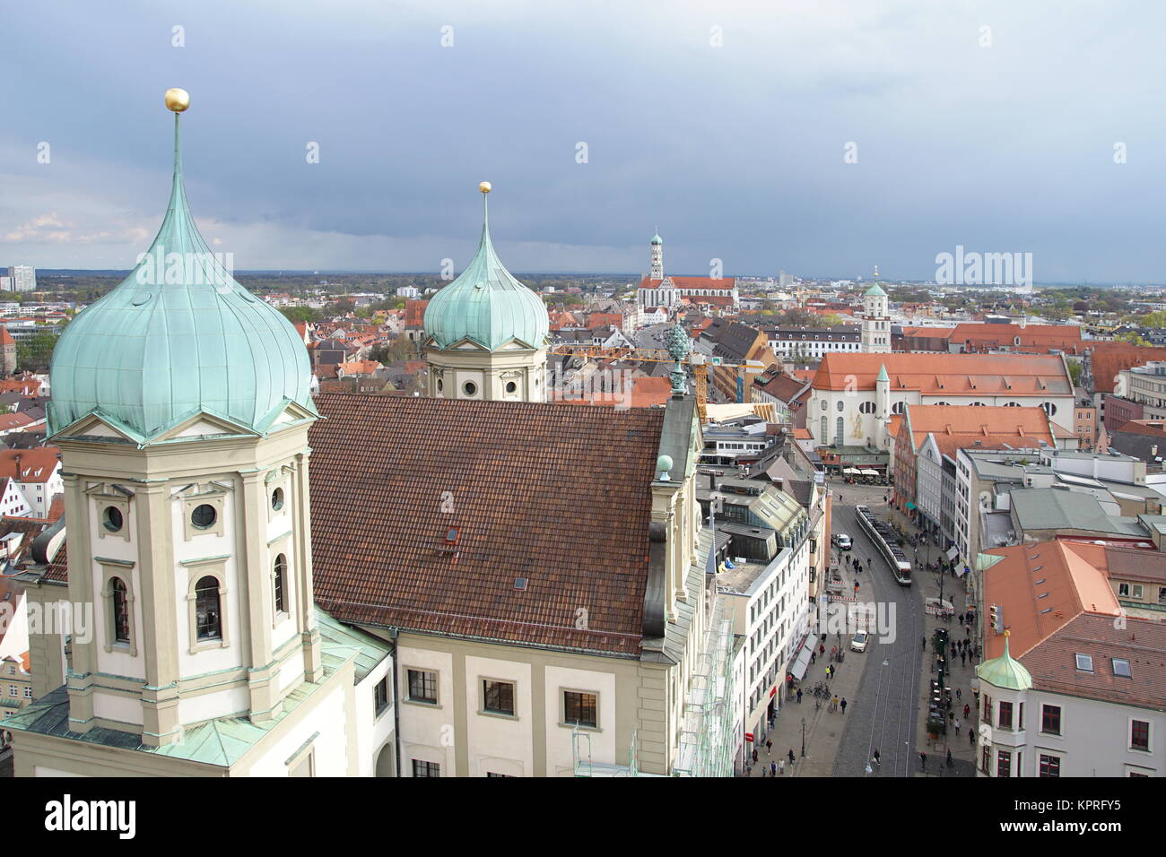 Vue depuis perlachturm à Augsburg Banque D'Images