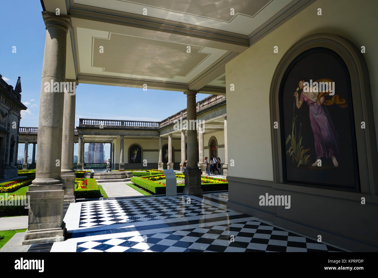 Le jardin (El Jardin), château de Chapultepec dans le parc de Chapultepec, Mexico, Mexique Banque D'Images