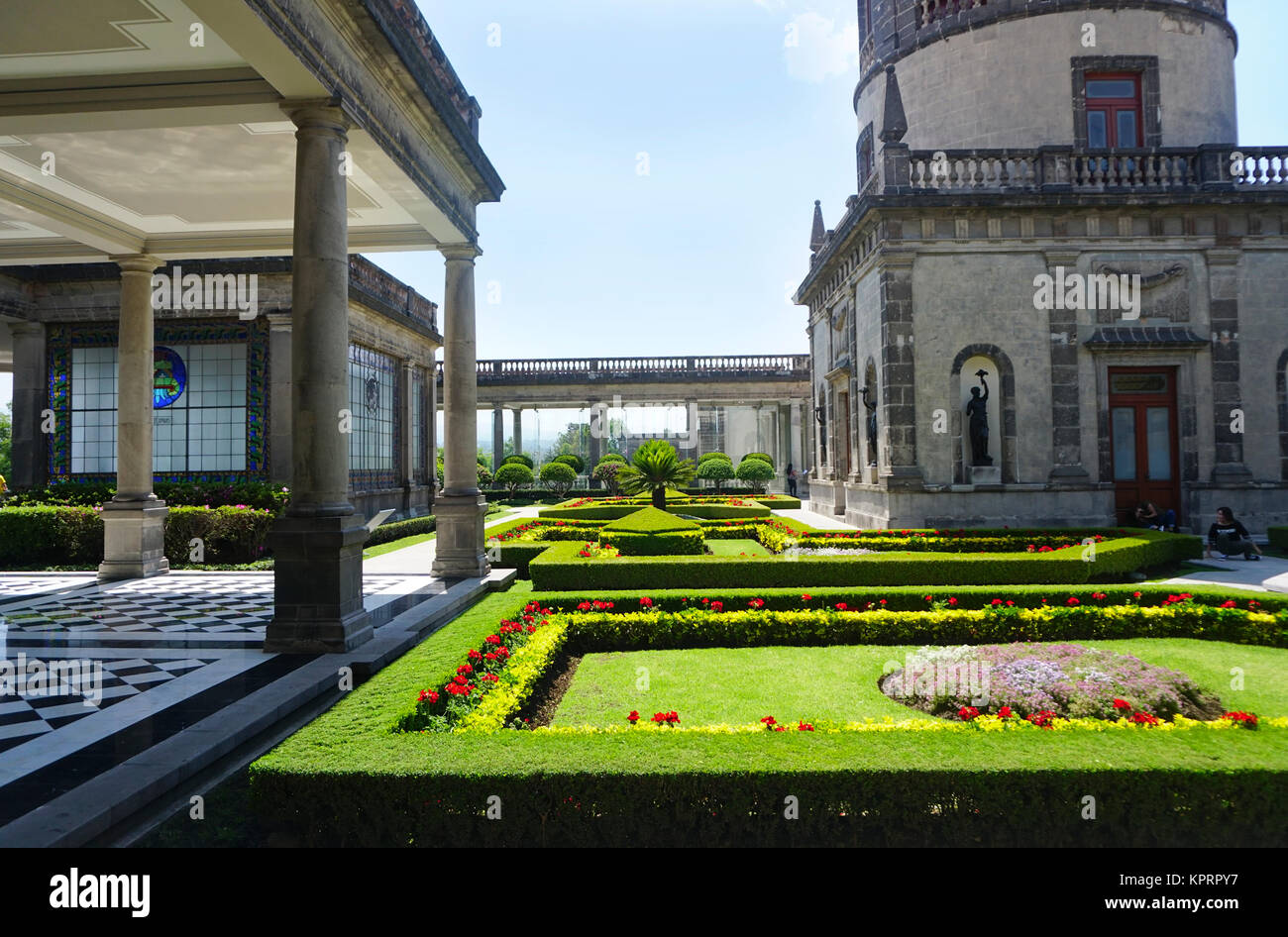 Le jardin (El Jardin), château de Chapultepec dans le parc de Chapultepec, Mexico, Mexique Banque D'Images