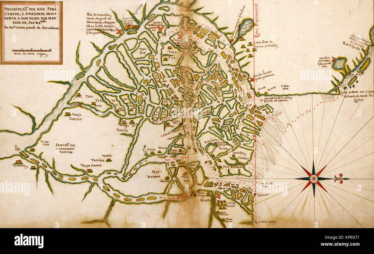 Carte du Brésil Portugais's Amazon - 1630 Banque D'Images