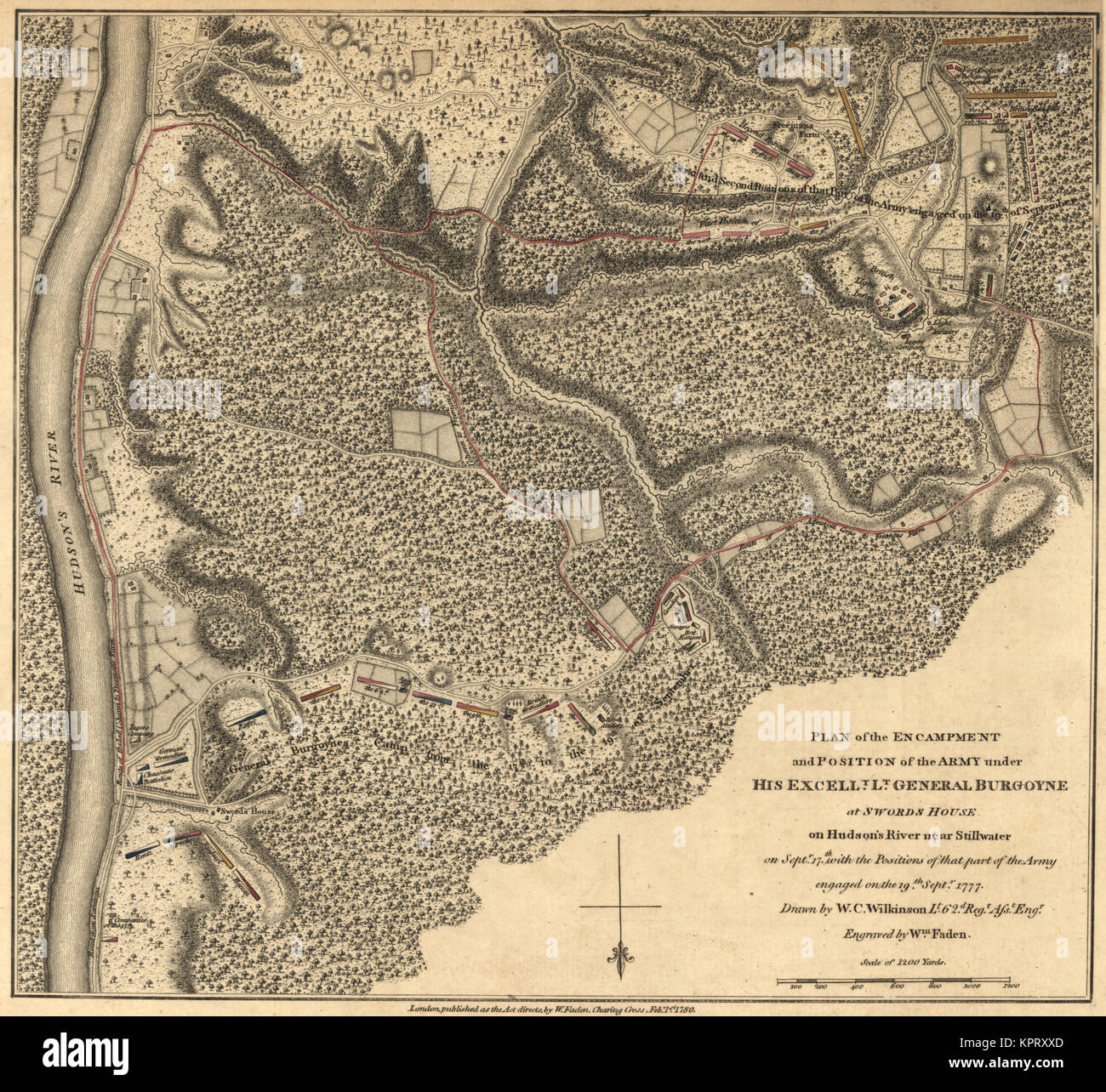 Plan du 1ème et 2ème positions d'armée sous le Général Burgoyne Banque D'Images