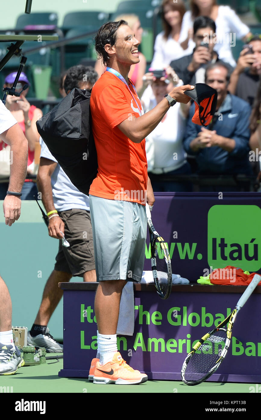 KEY BISCAYNE, Floride - le 18 mars : Rafael Nadal au Sony Open à Crandon Park Tennis Center le 18 mars 2014 à Key Biscayne, Floride Personnes : Rafael Nadal. Banque D'Images