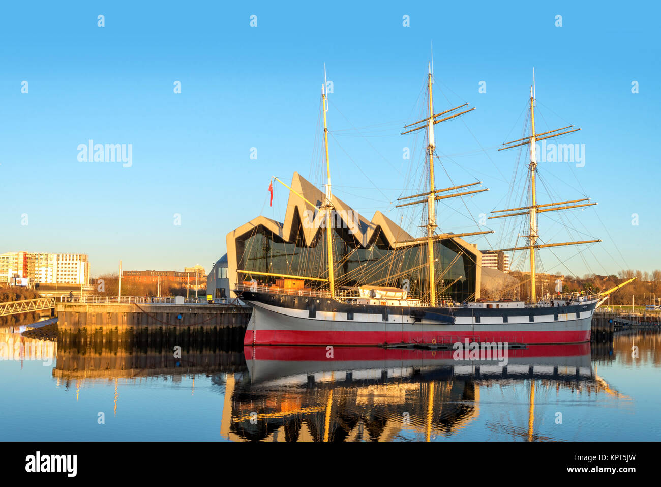Glasgow Riverside Museum & Le grand voilier (Glenlee) Banque D'Images