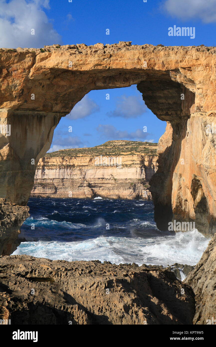 Fenêtre d'Azur, l'île de Gozo, à Malte Banque D'Images