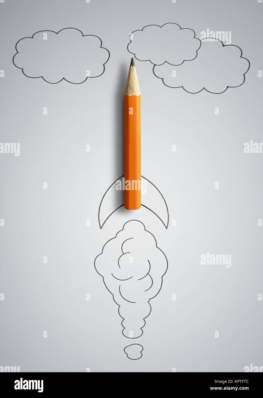 Concept de démarrage, comme dessiné au crayon rocket Banque D'Images