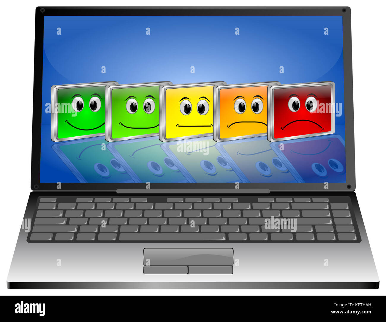 Ordinateur portable avec boutons de vote - 3D illustration Banque D'Images