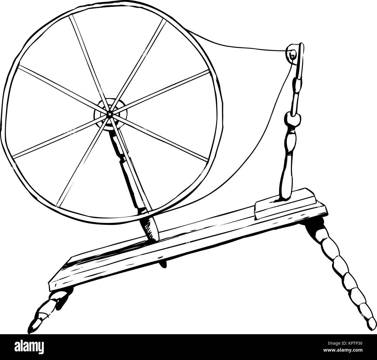 Ancienne Roue Tournante Sculptée – Primitive Quinteff Avec Poignée – Lituanie