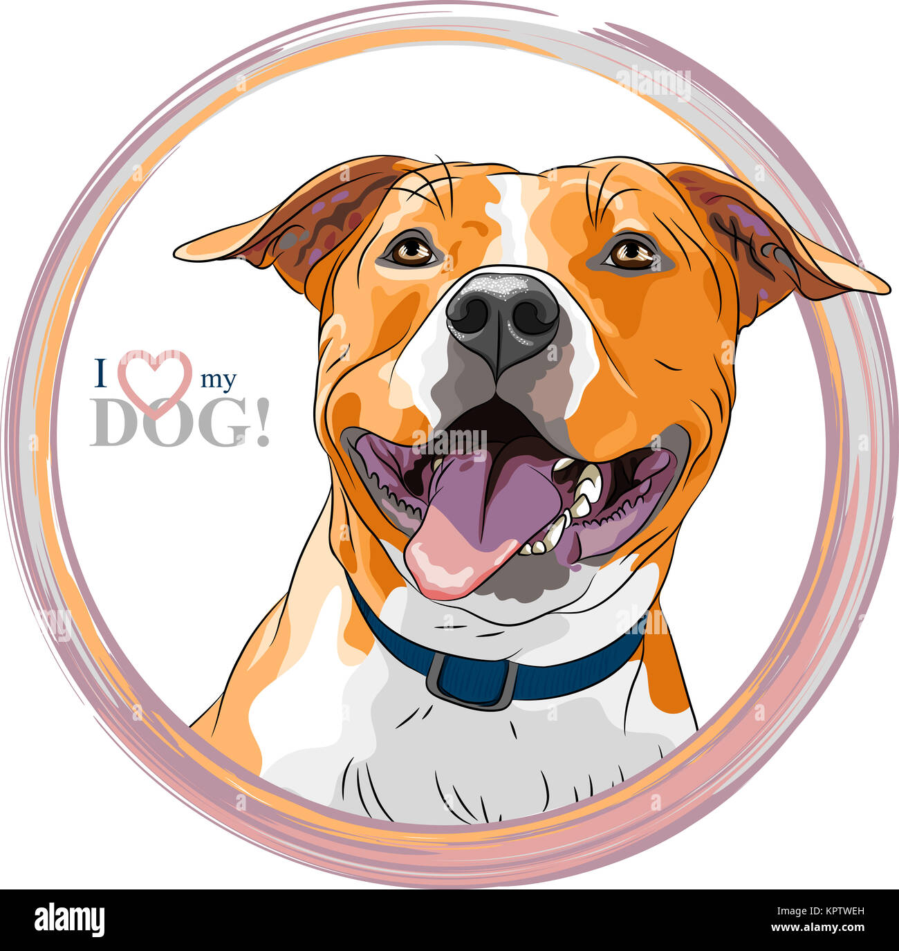 Dessin vectoriel smiling dog American Staffordshire Terrier breed Banque D'Images