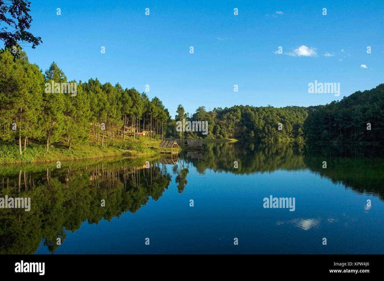 Pang ung , reflet de pin en un lac , meahongson , Thaïlande Banque D'Images