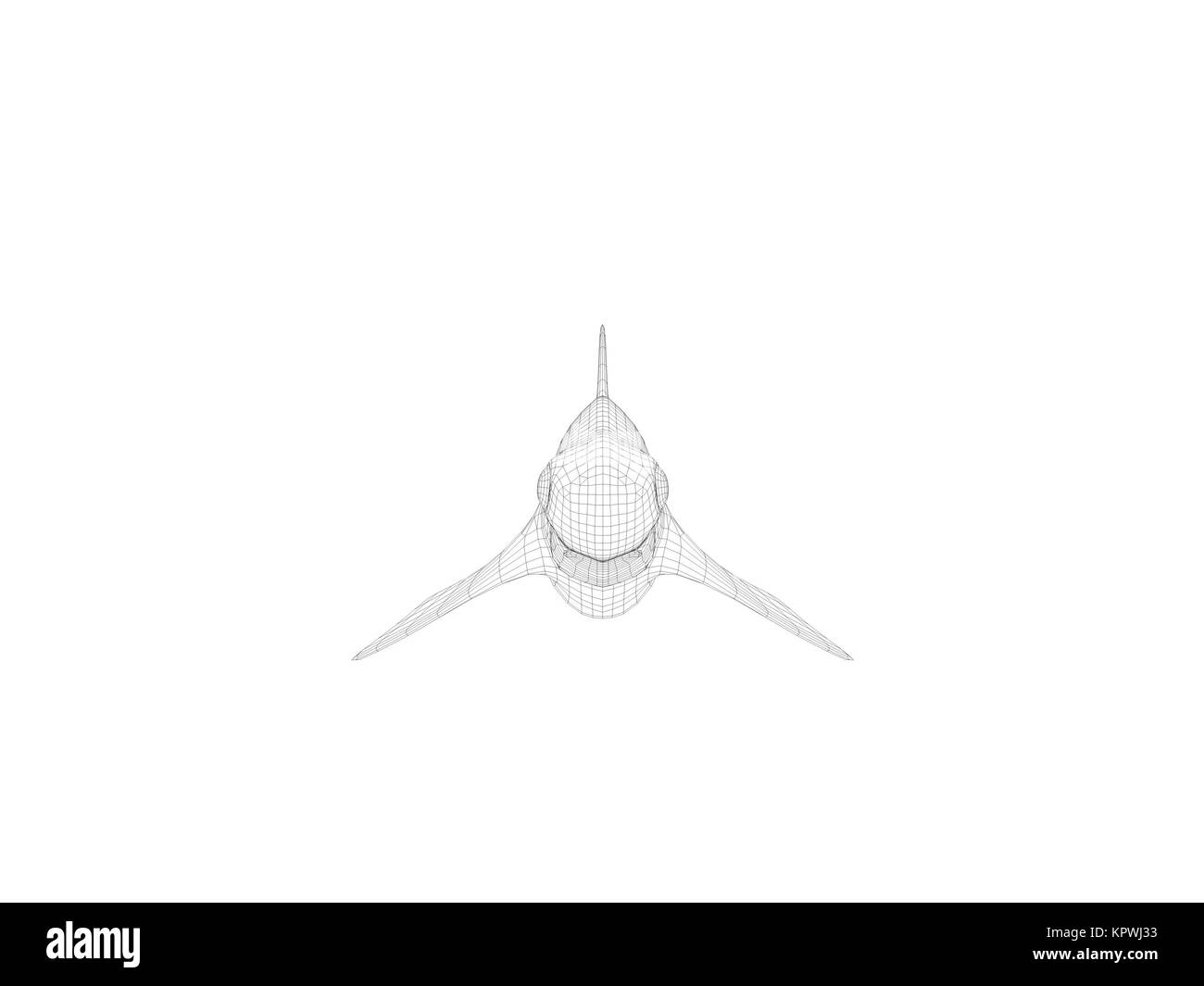 Requin 3d wireframe Banque D'Images