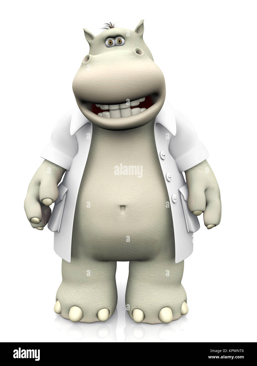 D'un rendu 3D cartoon smiling hippo dentiste. Banque D'Images
