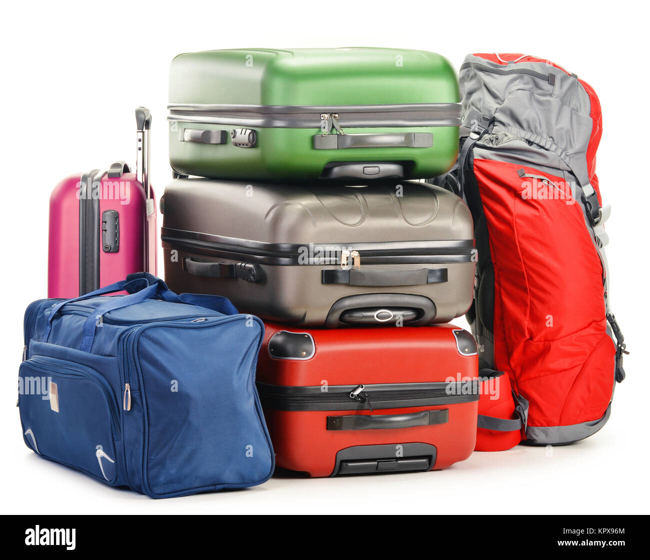 Assurance composé de grandes valises sac à dos et sac de voyage Banque D'Images