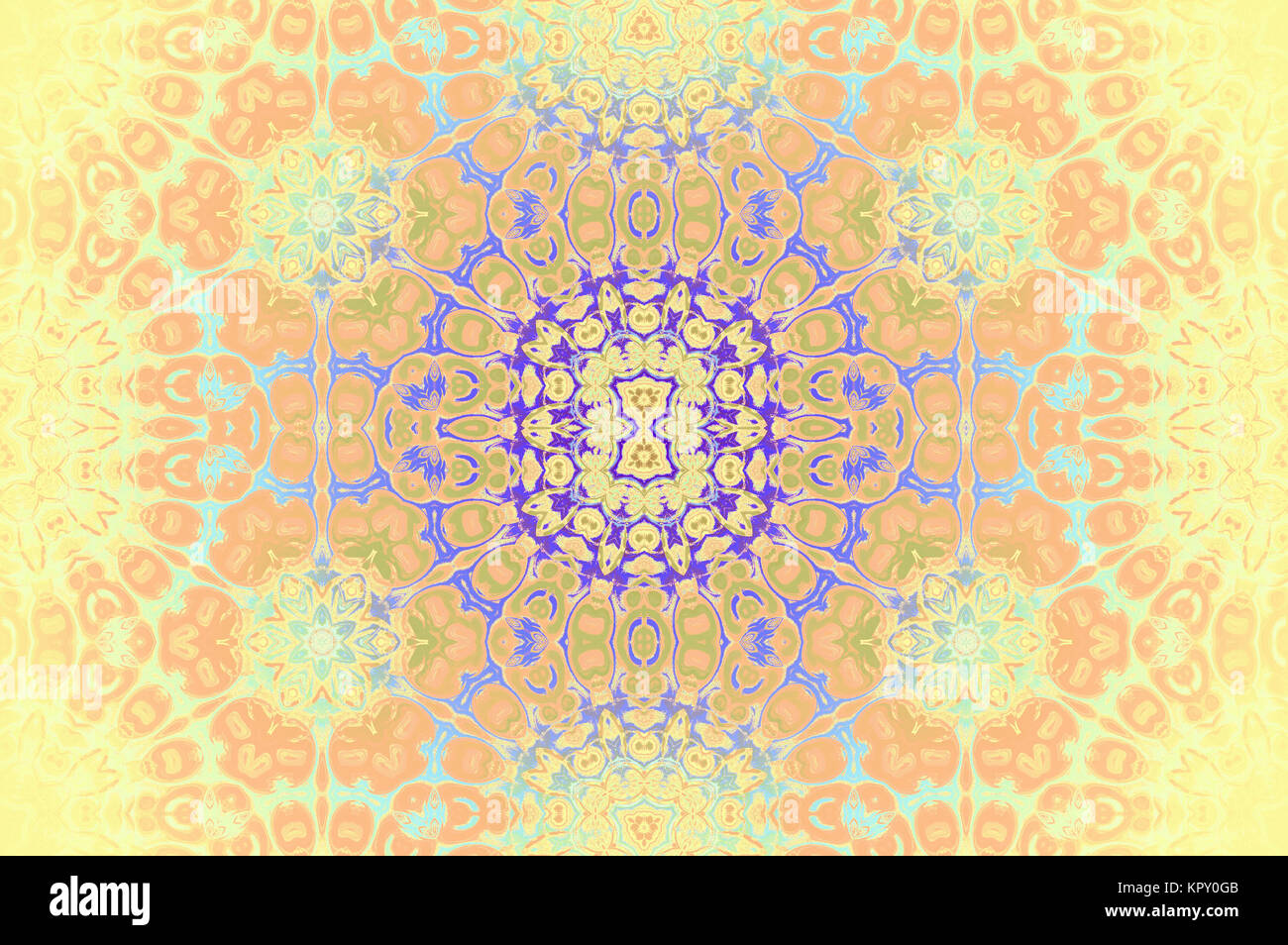 Abstract background transparent géométrique. Ornements ornements, ellipses motif dans le jaune, couleur pêche, orange et vert pâle avec des tons violet-bleu clair et éléments. Banque D'Images