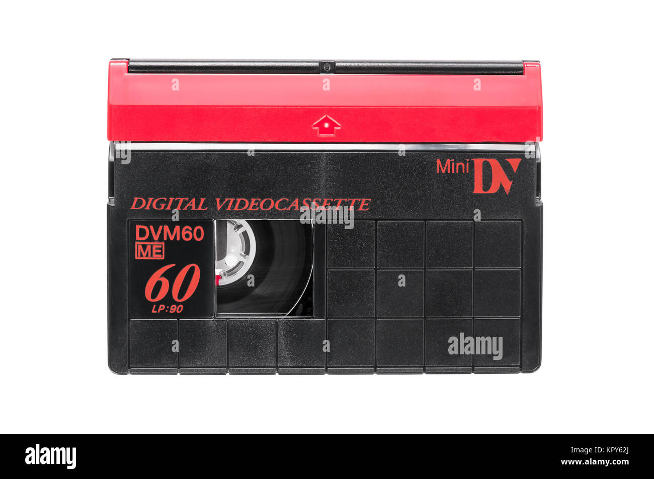 Cassette vidéo minidv sur fond blanc Banque D'Images