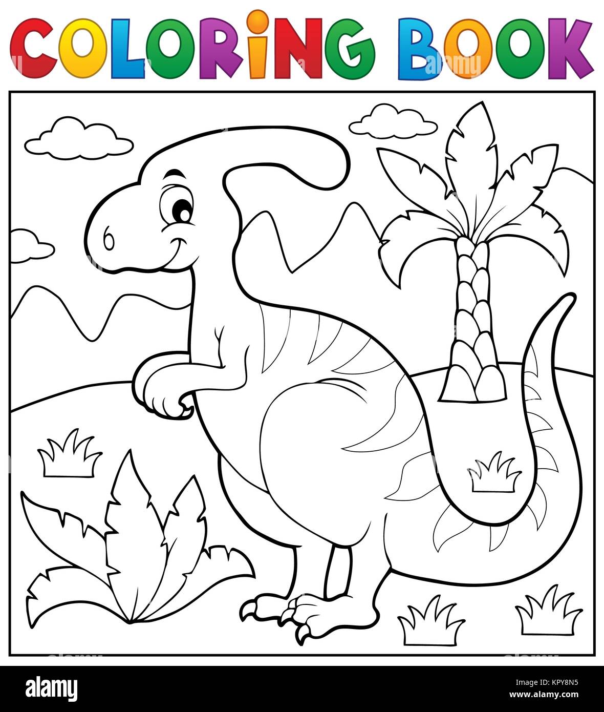 Thème 4 livre de coloriage dinosaure Banque D'Images