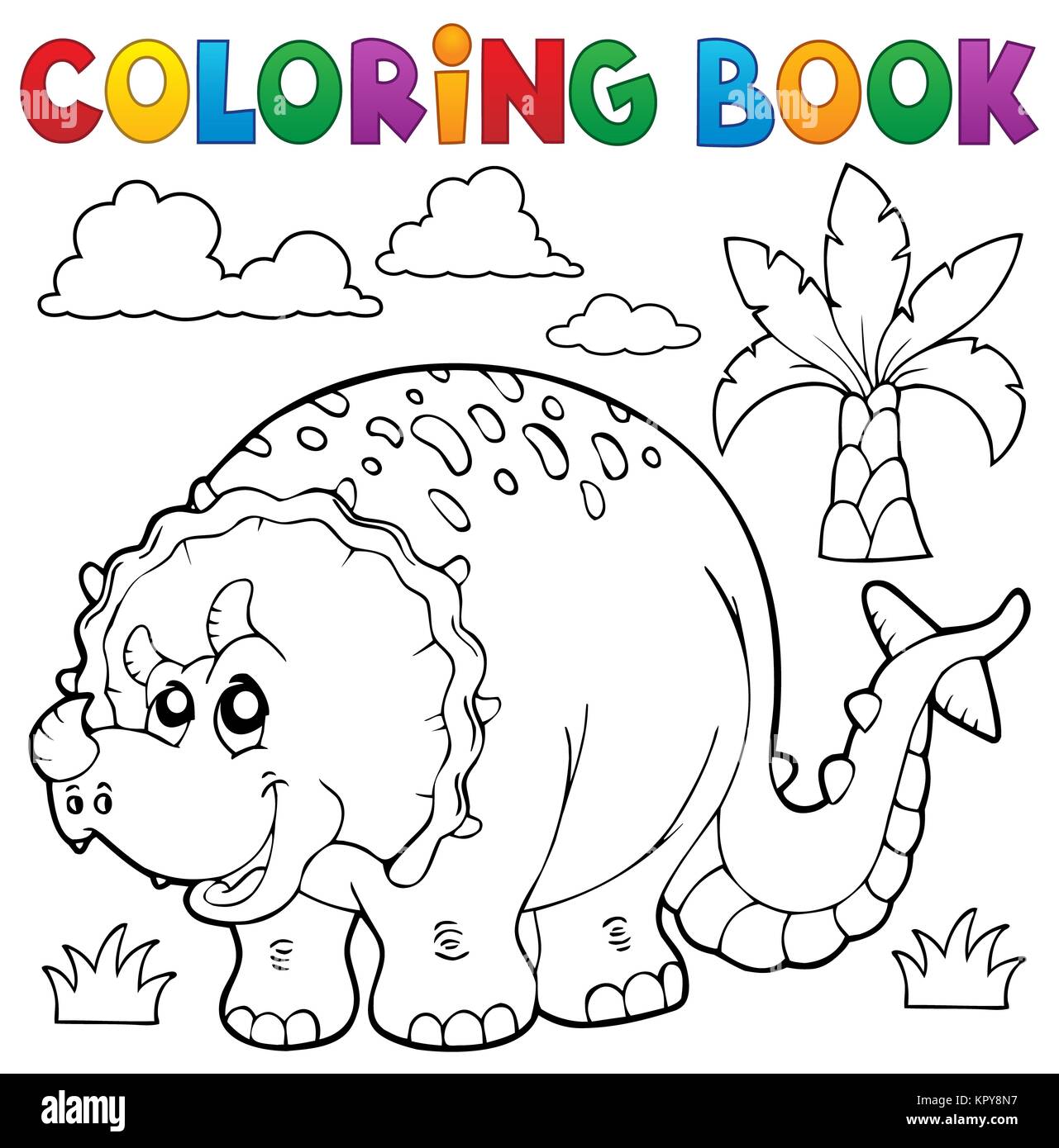 Thème 6 livre de coloriage dinosaure Banque D'Images