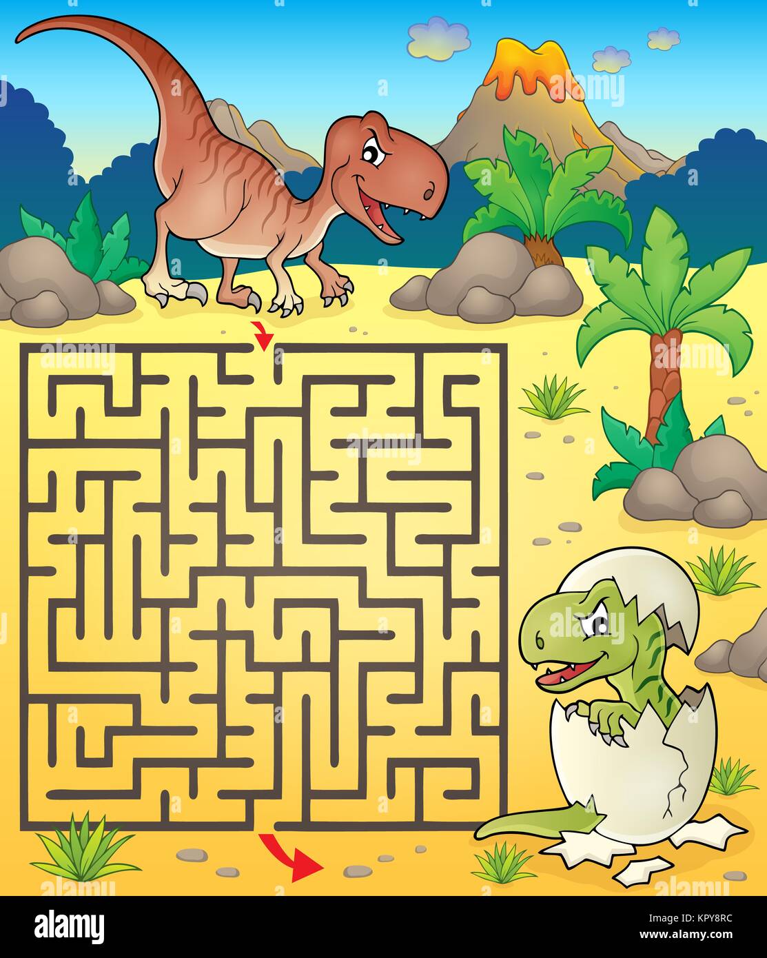 Maze 3 dinosaure avec thème 2 Banque D'Images