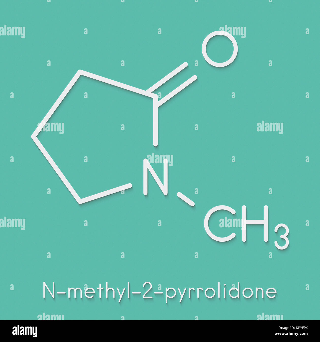 N-méthyl-2-pyrrolidone (NMP) molécule de solvant chimique. Formule topologique. Banque D'Images