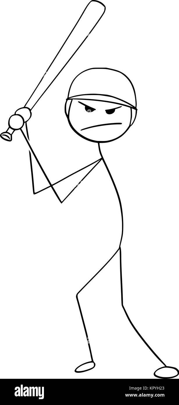 Cartoon stick man dessin illustration de male baseball player la pâte. Illustration de Vecteur