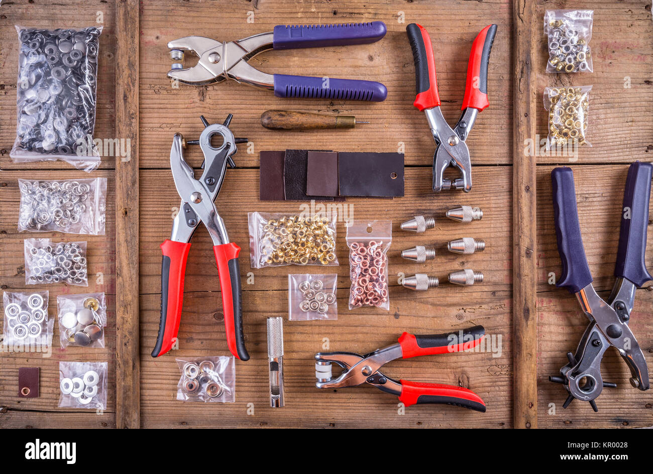 Outils de perforation en cuir Banque D'Images