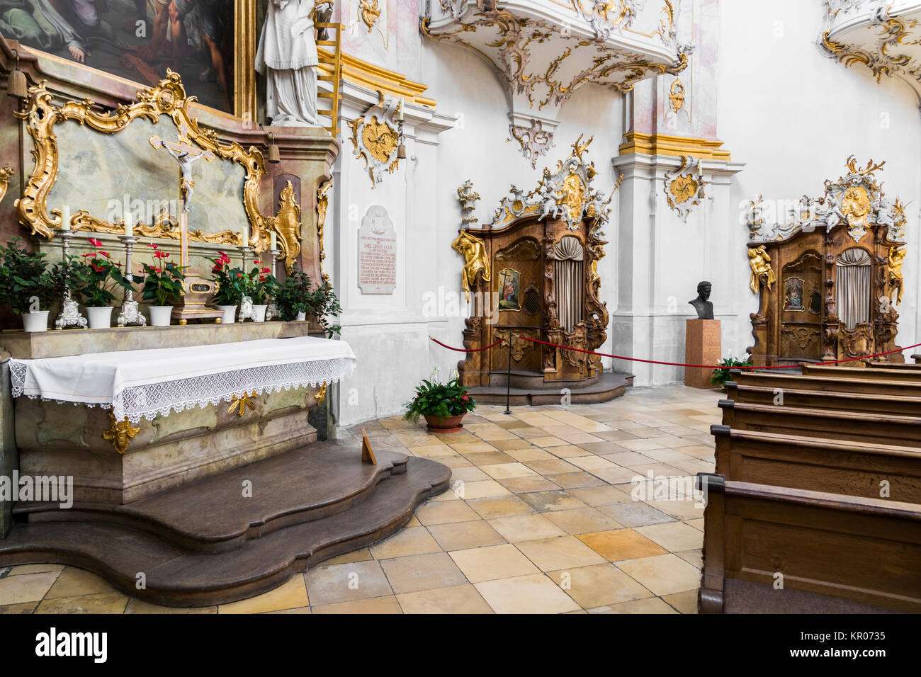 À l'intérieur de l'abbaye Ettal (Kloster Ettal), un monastère bénédictin dans le village d'Ettal, Bavière, Allemagne Banque D'Images