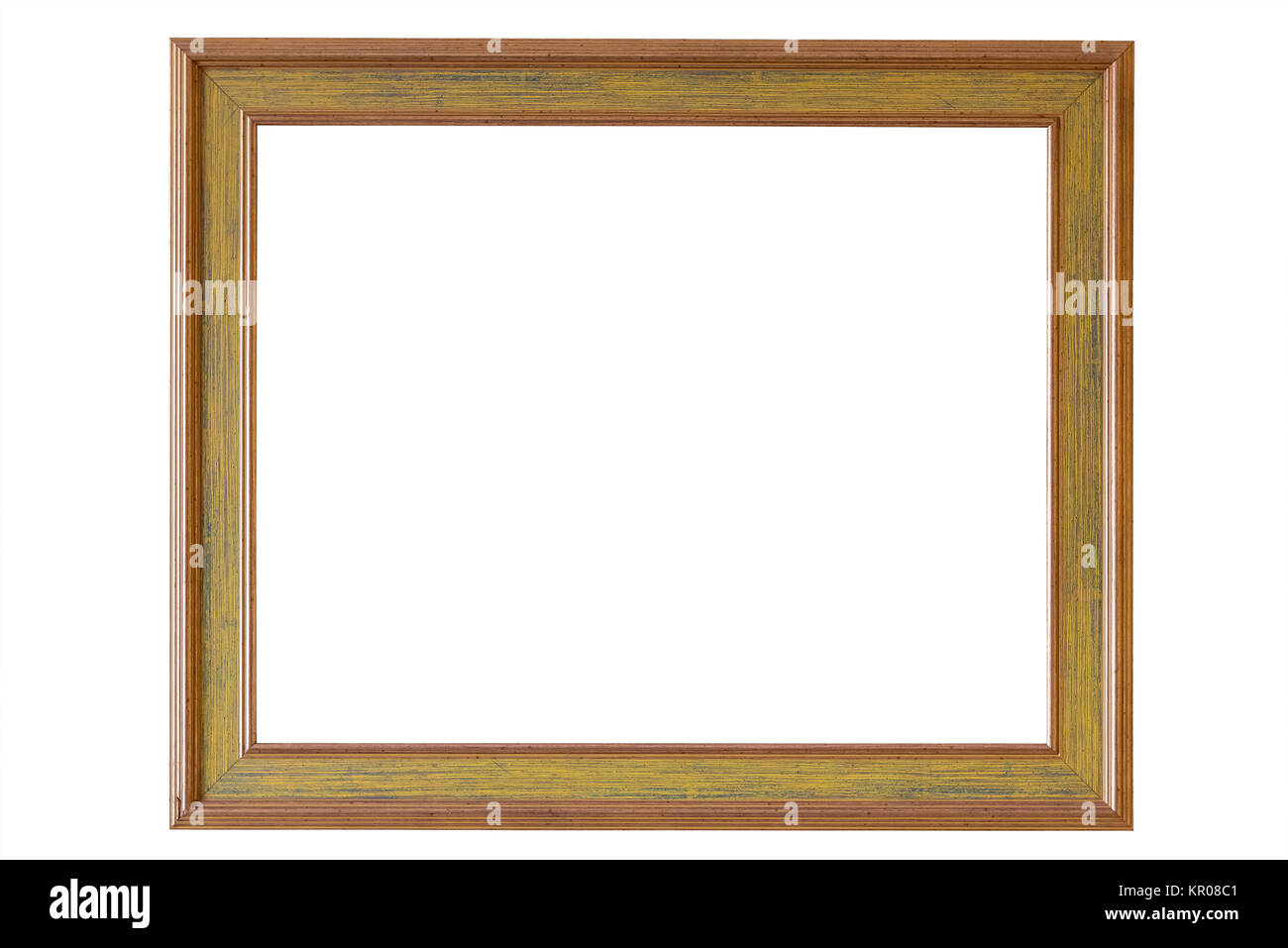 Cadre photo en bois sur fond blanc Banque D'Images