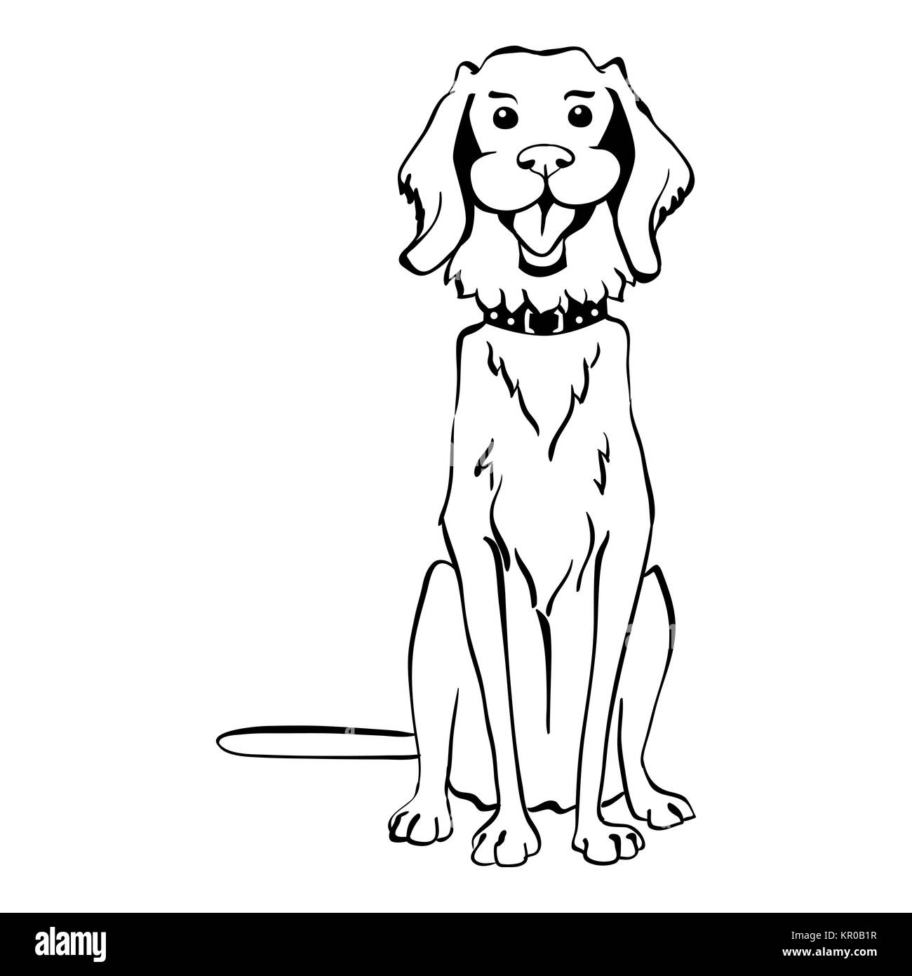 Dessin vectoriel funny Golden Retriever dog sitting Banque D'Images