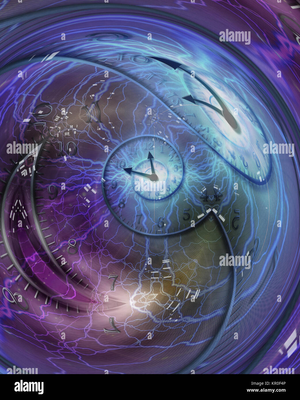 Spirale de temps enfermés dans la sphère de cristal. Le rendu 3D Banque D'Images