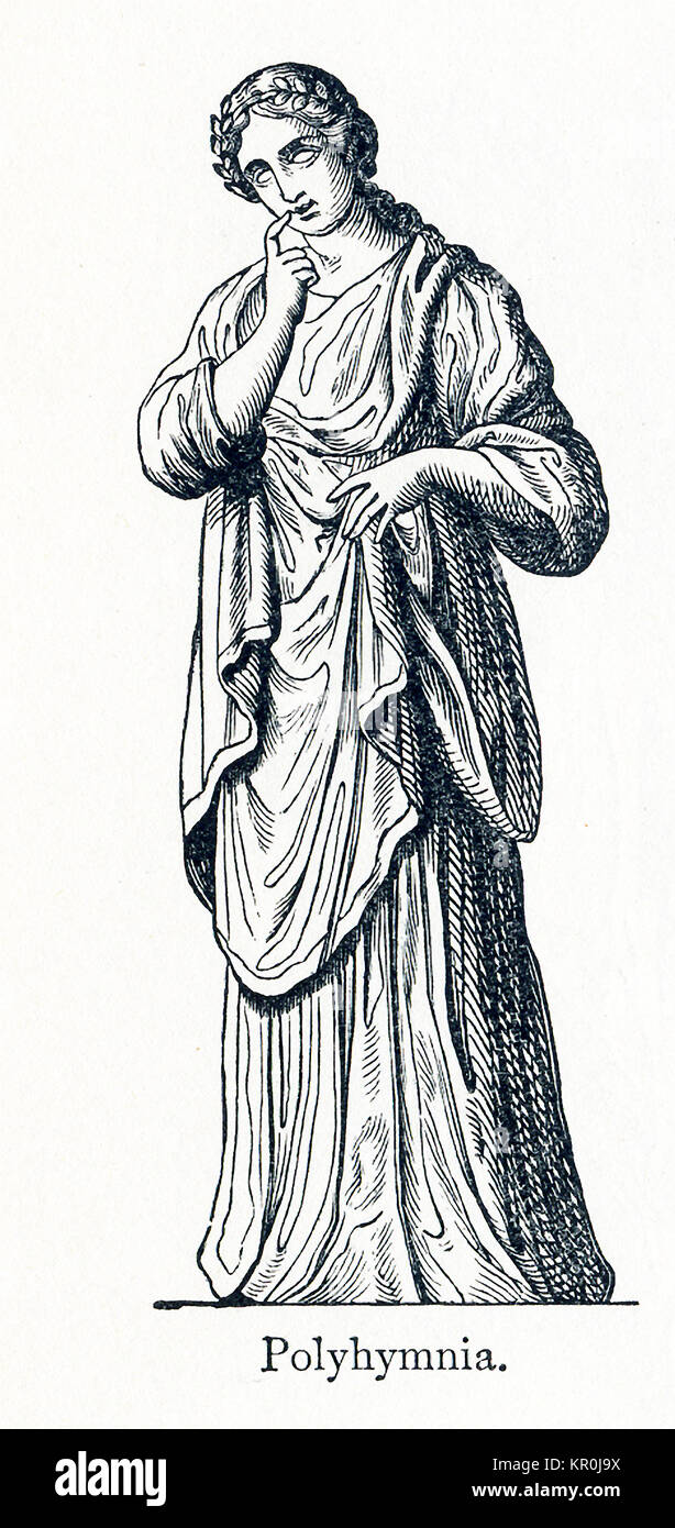 Cette illustration montre les dates de 1898 et une statue de Polyhymnia. Polyhymnia a été honoré à titre de la Muse d'hymnes. Dans la mythologie grecque et romaine, les Muses furent de neuf filles de Zeus et de Mnémosyne (déesse de la mémoire). Il y a eu l'honneur que les mécènes des arts et des sciences. Calliope était la muse de la tête, et d'Apollon, le dieu de la prophétie et de la chanson, était leur chef. Banque D'Images