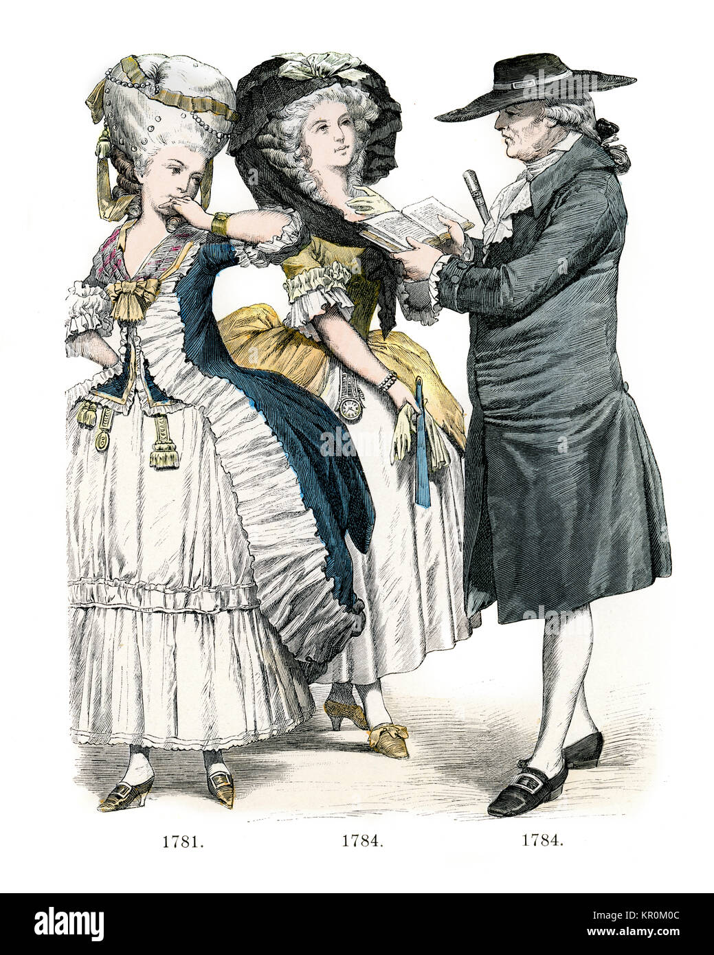 Costumes de la fin du 18 siècle en France Banque D'Images