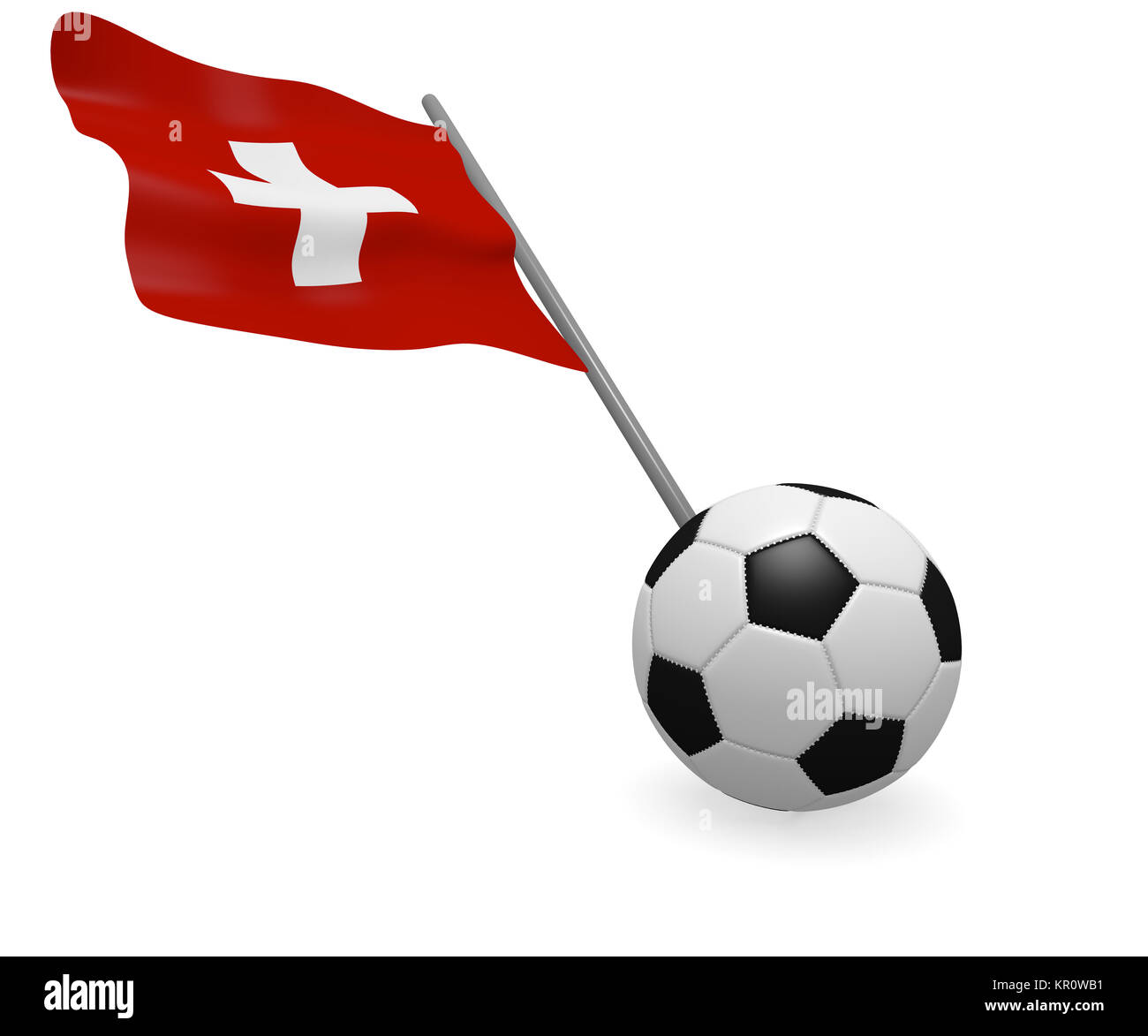 Ballon de soccer avec le drapeau de la Suisse Banque D'Images