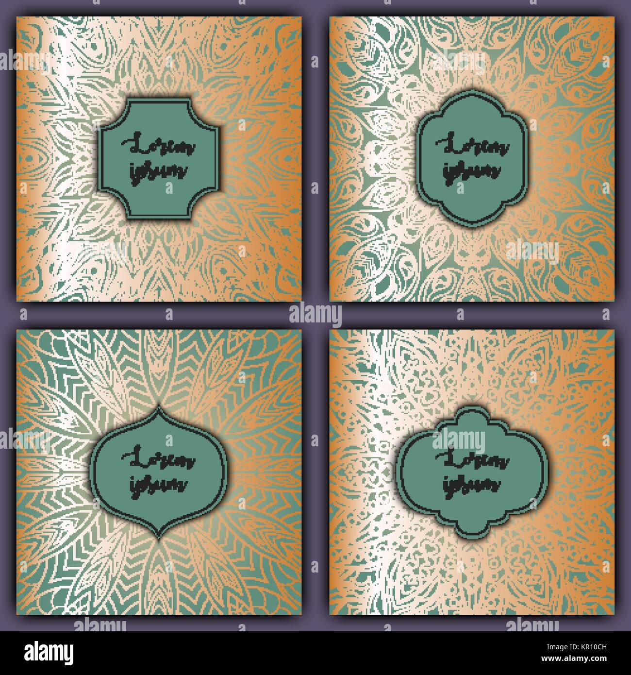 Jeu de cartes de base du mandala. Luxe Vintage éléments lumineux. Vector retro décoratifs invitation carte de vœux ou design. Illustration de Vecteur