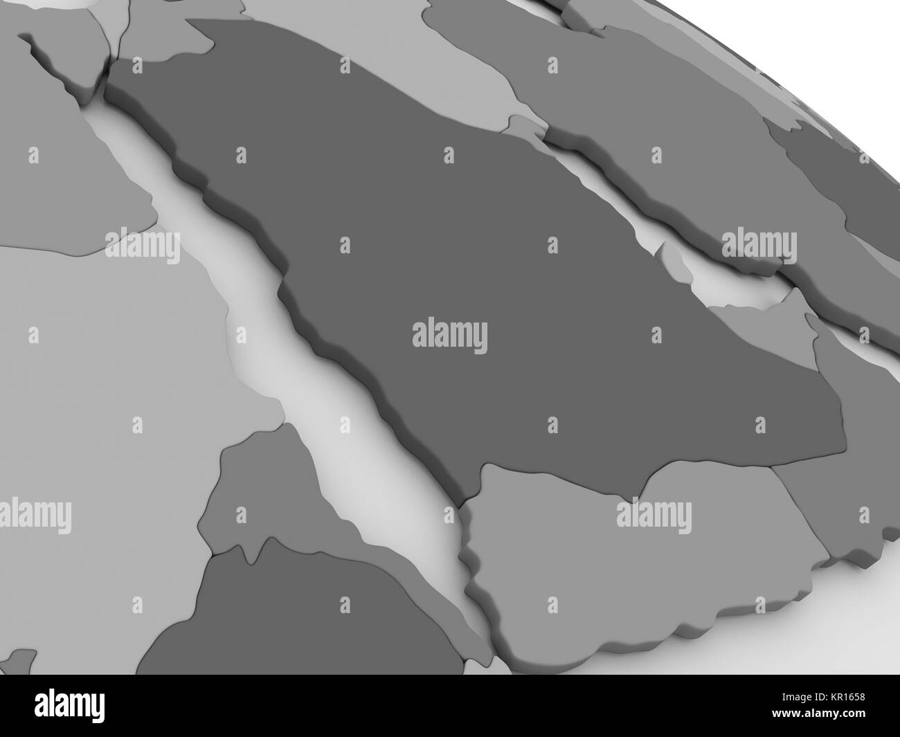 La péninsule arabe gris sur la carte 3D Banque D'Images