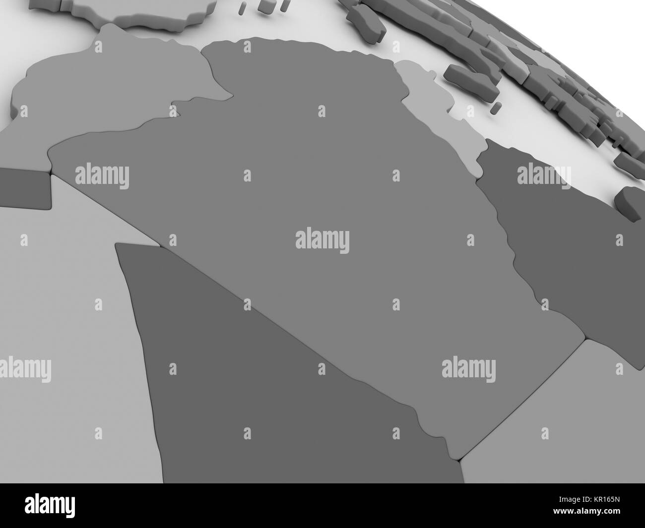 L'Algérie sur la carte 3D gris Banque D'Images