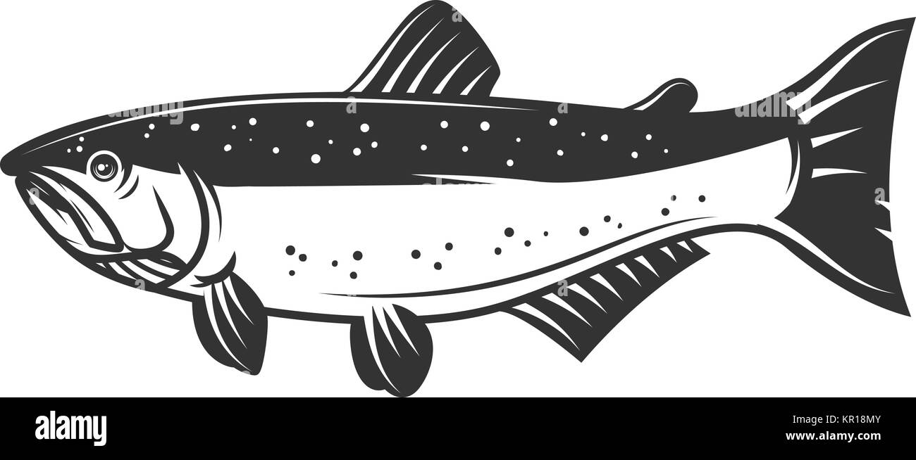 L'icône poisson Saumon isolé sur fond blanc. L'élément de conception de logo, étiquette, emblème, signe. Vector illustration Illustration de Vecteur