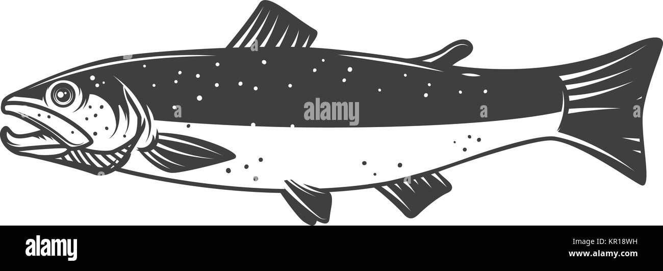 L'icône poisson Saumon isolé sur fond blanc. L'élément de conception de logo, étiquette, emblème, signe. Vector illustration Illustration de Vecteur