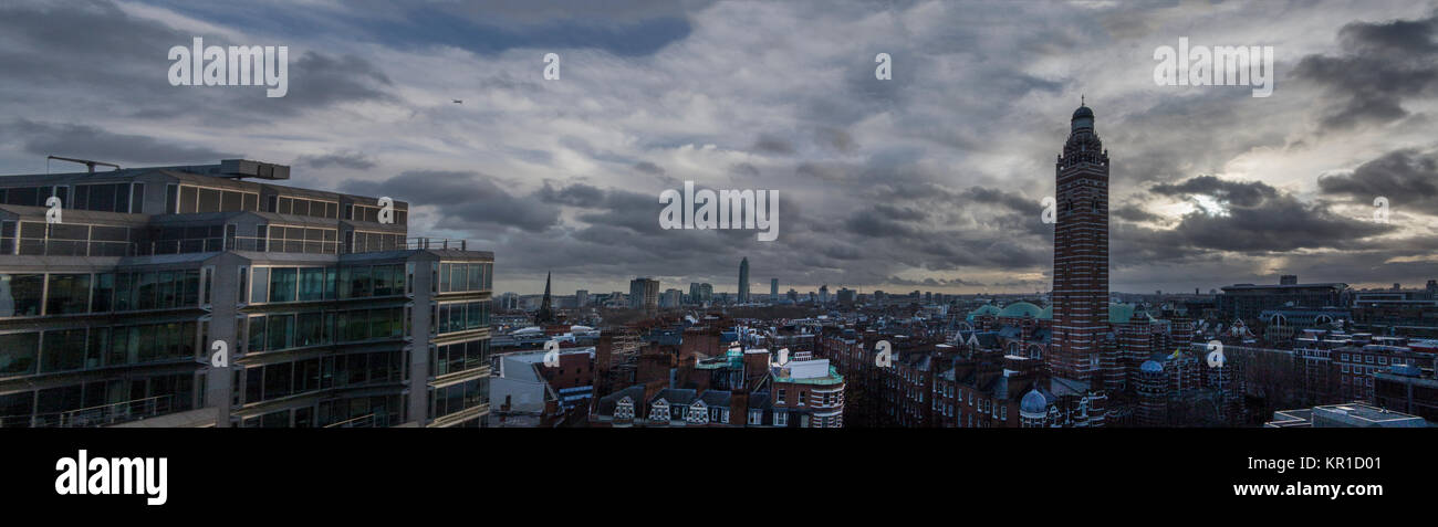 Une vue inhabituelle de la cathédrale de Westminster et les bâtiments environnants Banque D'Images