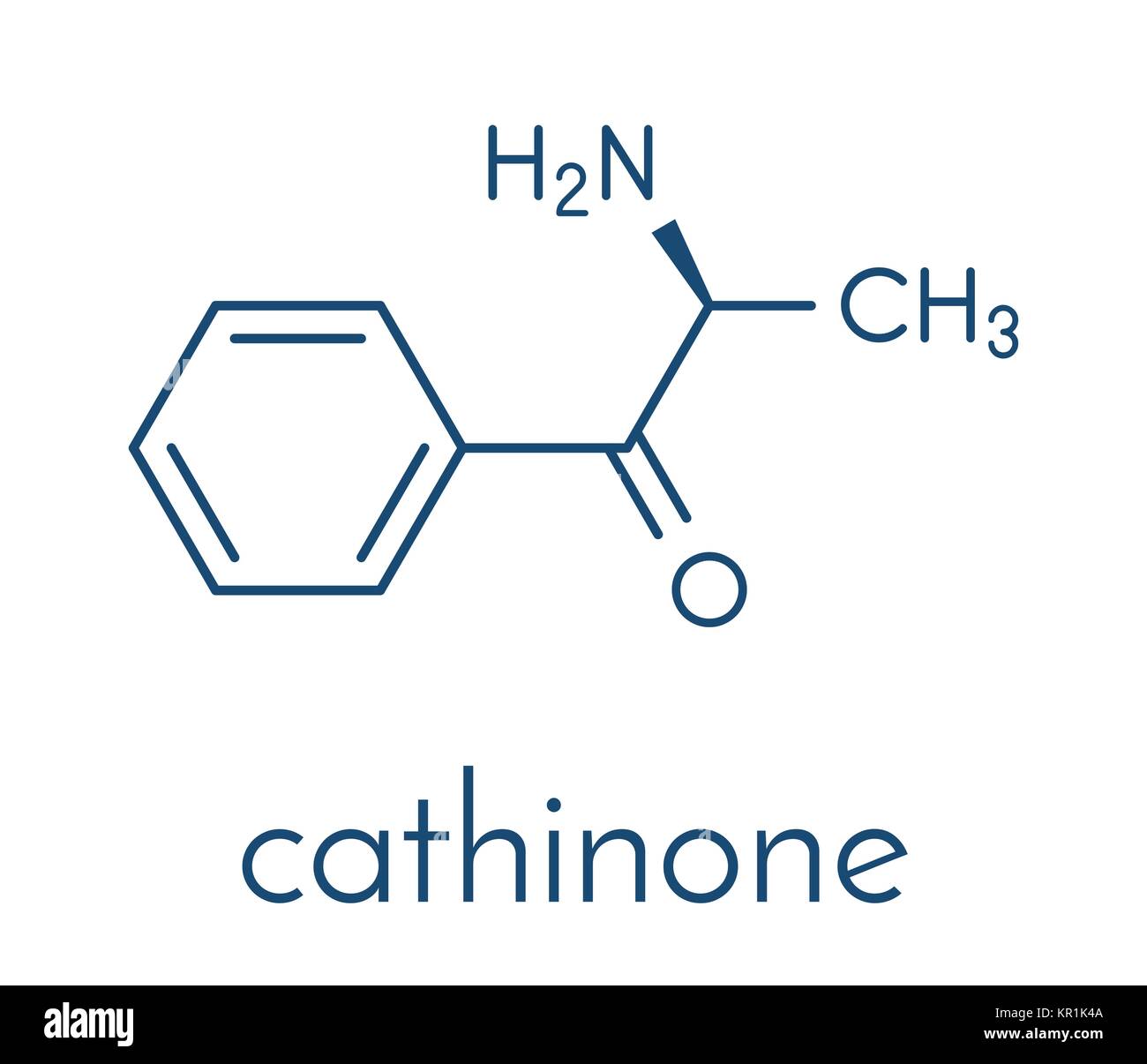 La cathinone molécule stimulant de khat. Présent dans le khat (Catha edulis). Formule topologique. Illustration de Vecteur